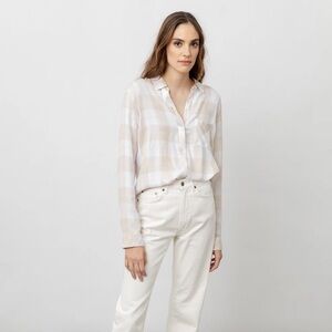 Rails Hunter Plaid Button Down Shirt Almond White Beige Size L